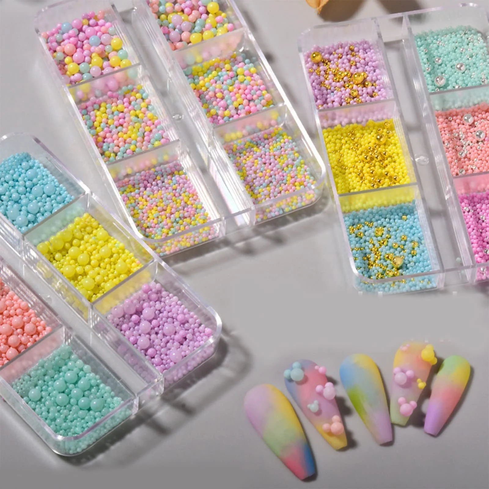 Бусины для ногтей Золотые заклепки для ногтей Круглые икорные бусины для ногтей Золотой круглый жемчуг для мобильного телефона Ногти для лица, фото №5