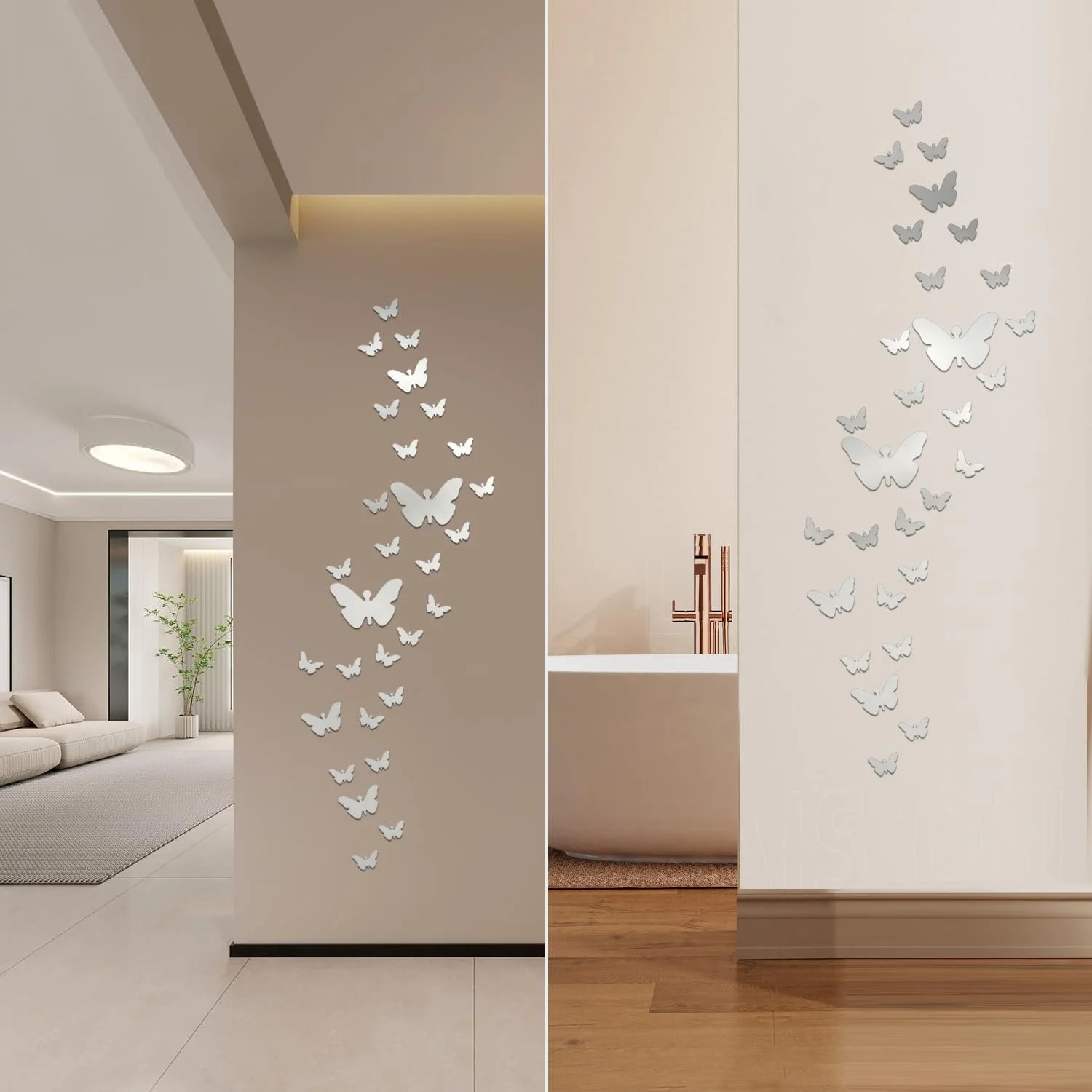 Набір дзеркальних наклейок на стіну Butterfly 35 шт. Акрил 3D, фото №3 Набір дзеркальних наклейок на стіну Butterfly 35 шт. Акрил 3D, фото №3