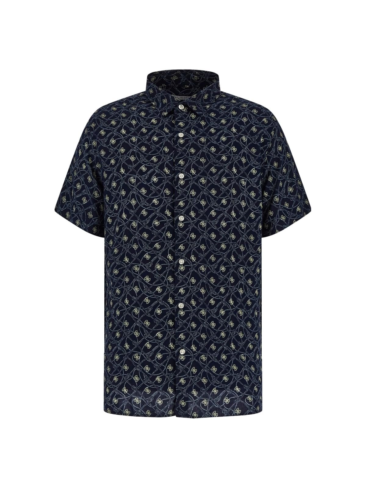 Мужская рубашка Guess - Ss Collin Aop Shirt Темно-синяя - L, фото №5