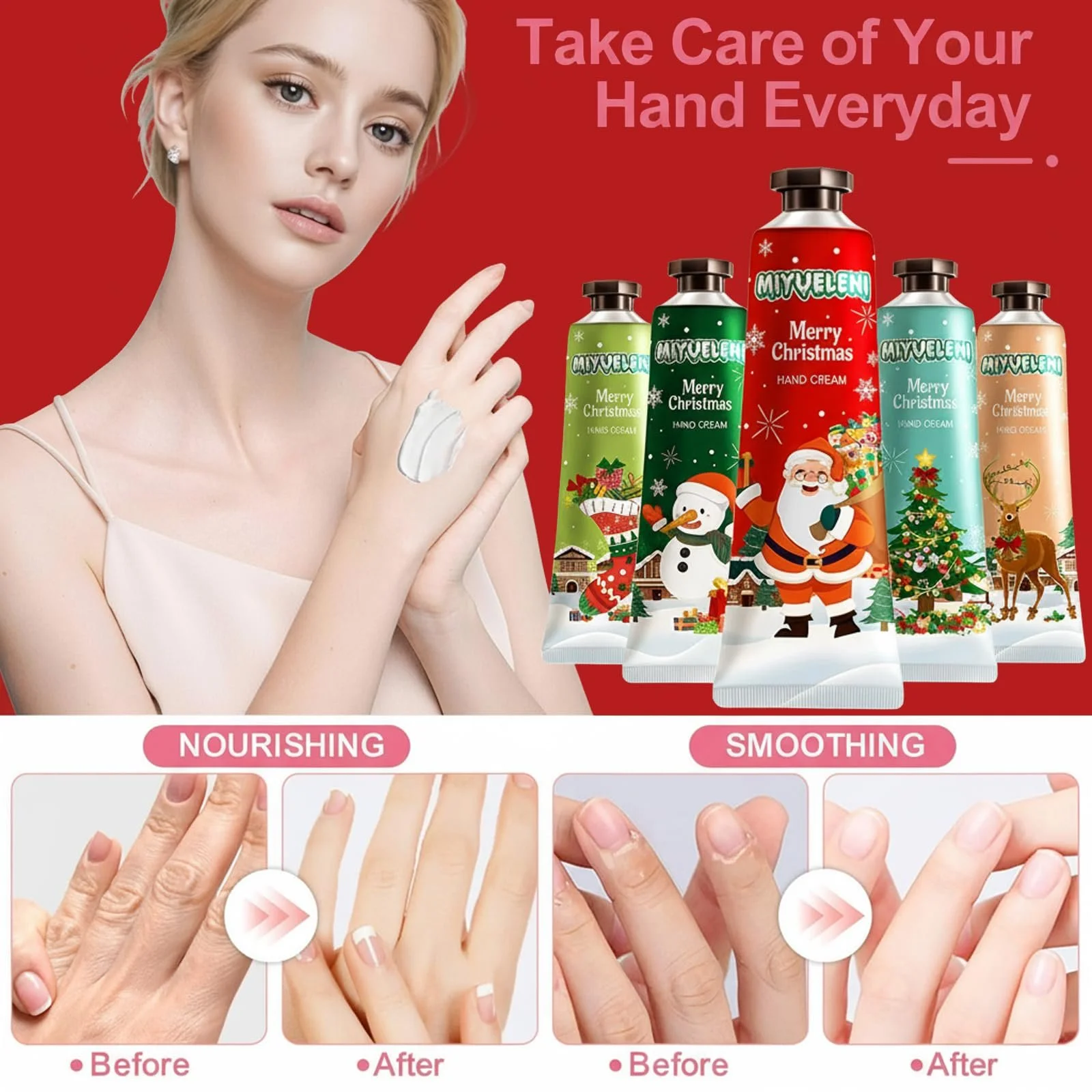 Набор кремов для рук Мини-набор кремов для рук 5 шт. Рождественские подарки. Рождественский крем для рук для очень сухой кожи рук для женщин, мужчин, семьи и друзей, фото №5 Набор кремов для рук Мини-набор кремов для рук 5 шт. Рождественские подарки. Рождественский крем для рук для очень сухой кожи рук для женщин, мужчин, семьи и друзей, фото №5