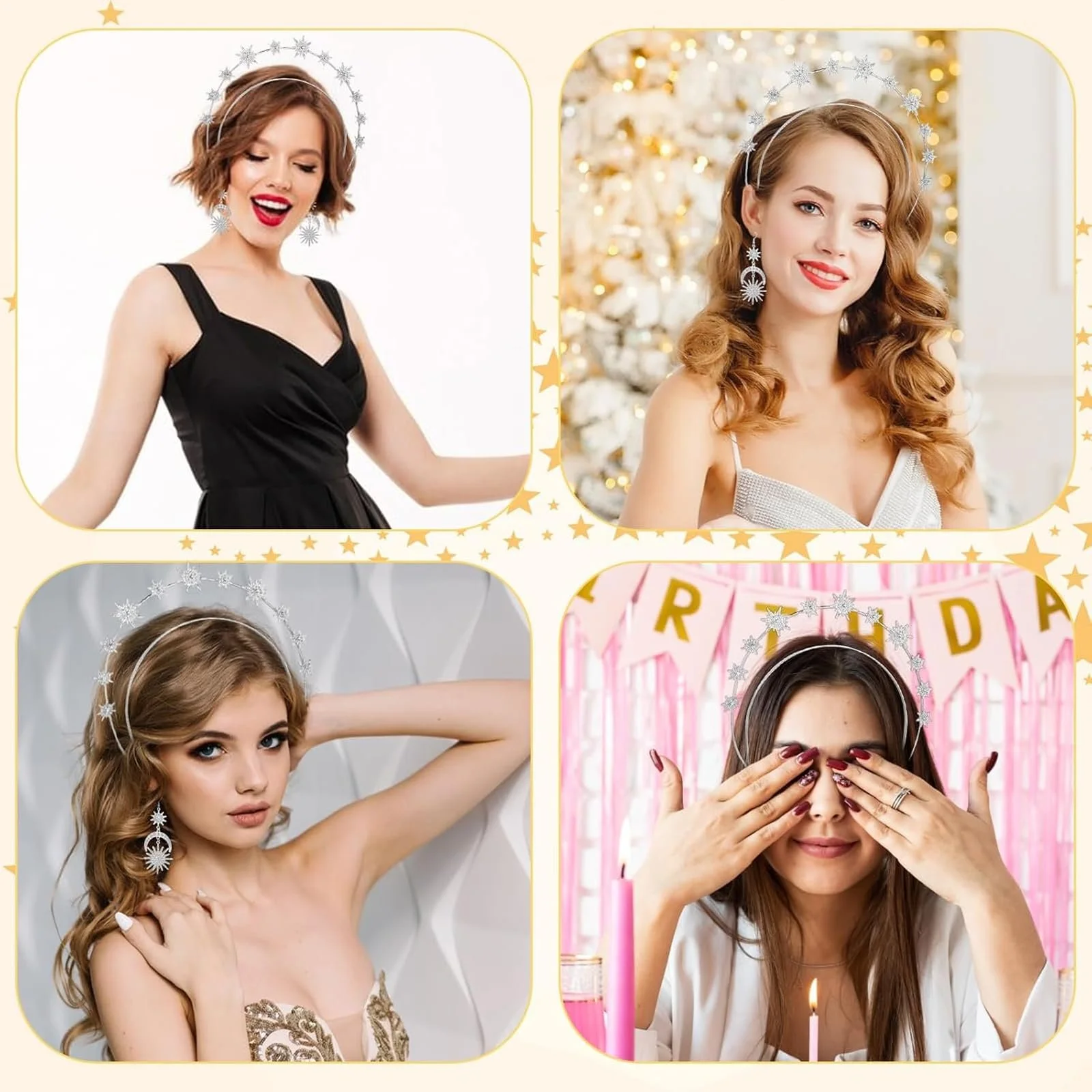 Обруч Звезды Луна Золотая, фото №4