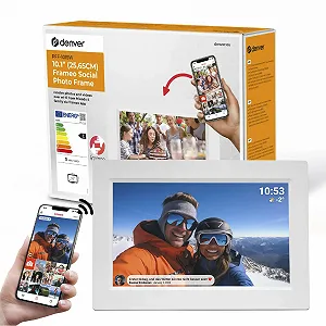 Цифровая фоторамка Denver 10.1 дюйма WiFi Frameo Touchscreen 16 GB USB microSD Белая - Фото 1