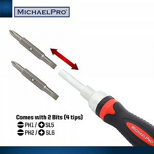 Реверсивна викрутка MichaelPro MP002025 7-в-1 з набором біт synthetic.ua - Фото 1