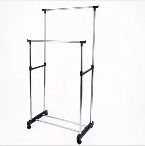 Универсальная Прочная Двойная напольная передвижная стойка для одежды Double-Pole 8006 synthetic.ua - Фото 1