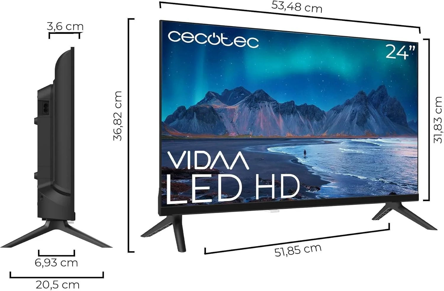 Телевизор 24" Cecotec A5 ALH50024 / HD / 50 Гц / LCD / Smart TV / Wi-Fi / Bluetooth / T2, фото №4 Телевизор 24" Cecotec A5 ALH50024 / HD / 50 Гц / LCD / Smart TV / Wi-Fi / Bluetooth / T2, фото №4