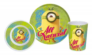 Набор для завтрака для девочек Minions Despicable Me, 3 предмета, фиолетовый, зеленый - Фото 1