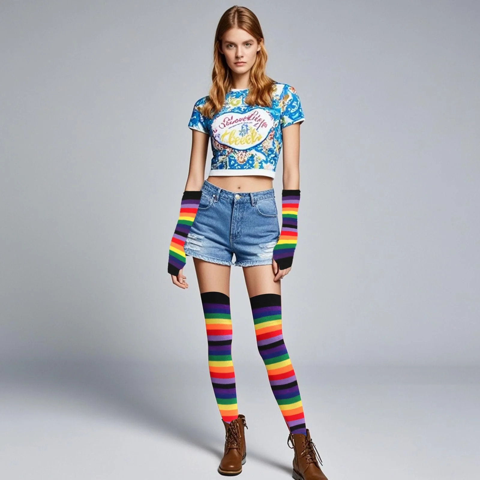 Колготки-шкарпетки в райдужну смужку, фото №5 Колготки-шкарпетки в райдужну смужку, фото №5