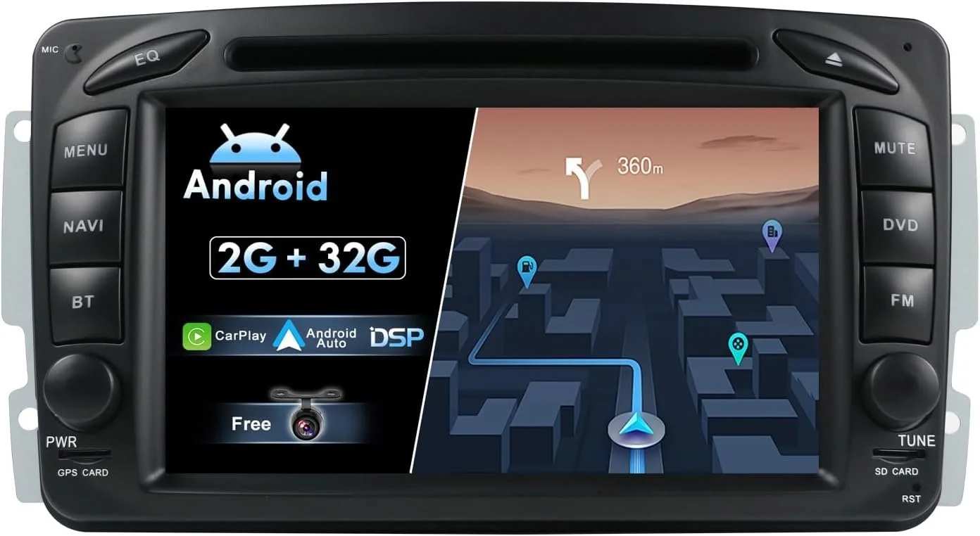 Штатна автомагнітола JOYX для Benz ML W163/CLK W209/C-Class W203 /SLKW170/E-Class W210/A-Class W168 / 7" / Сенсорна / 2/32Гб / Android 10 / Apple CarPlay / Android Auto / Bluetooth / WI-FI / GPS / USB / SD slot / DAB+, фото №1