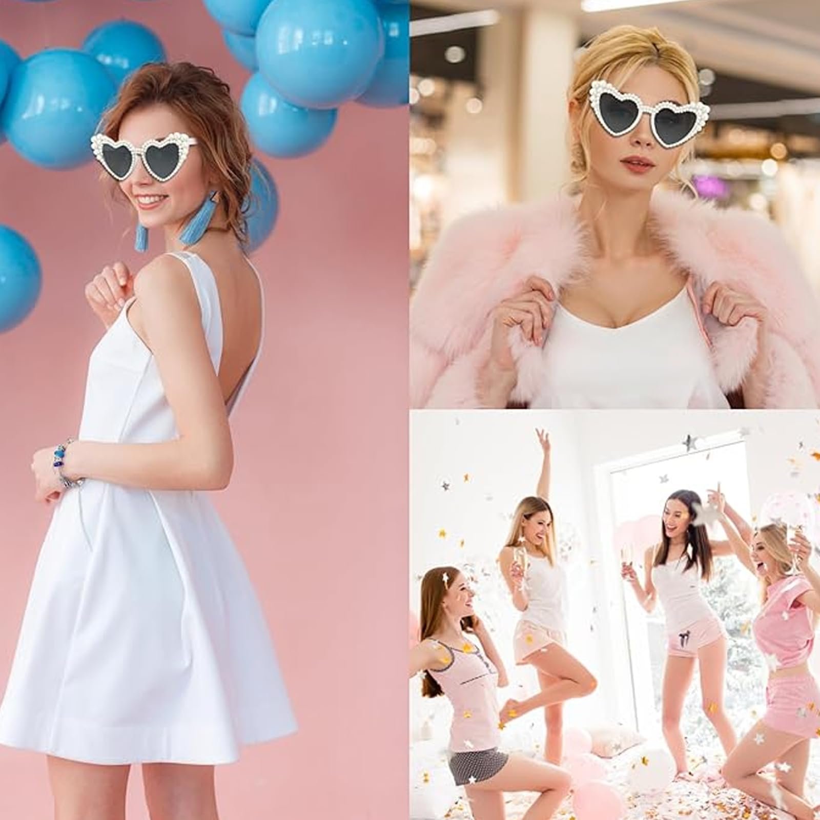 Солнцезащитные очки NICECONE Сердце Форма сердца Белый, фото №6