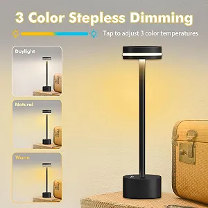 Настільна лампа LED бездротова алюмінієва сенсорна USB-C Чорний synthetic.ua - Фото 1