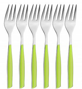 Вилка для торта Bugatti Glamour GLMU-021F17/6, набор 6 шт, зеленый - Фото 1