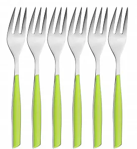 Вилка для торта Bugatti Glamour GLMU-021F17/6, набор 6 шт, зеленый - Фото 1