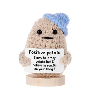 Funny Positive Potato 9 см Вязаная картошка с картой поддержки (Голубая шапка) - Фото 1