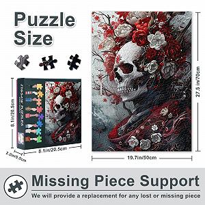 Пазл Skull with Red and White Flowers 1000 деталей 70 х 50 см synthetic.ua - Фото 1
