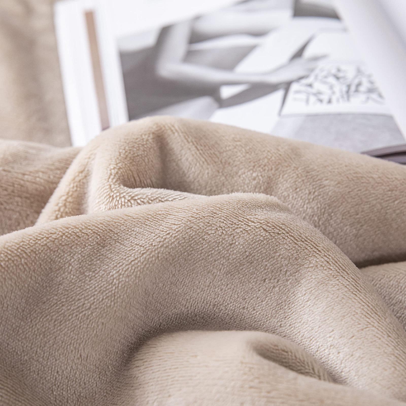 Покривало Mixibaby Sherpa Coral Fluffy, надм'яка та тепла Покривало з фланелевого флісу, 150 см x 200 см, бежева, фото №7