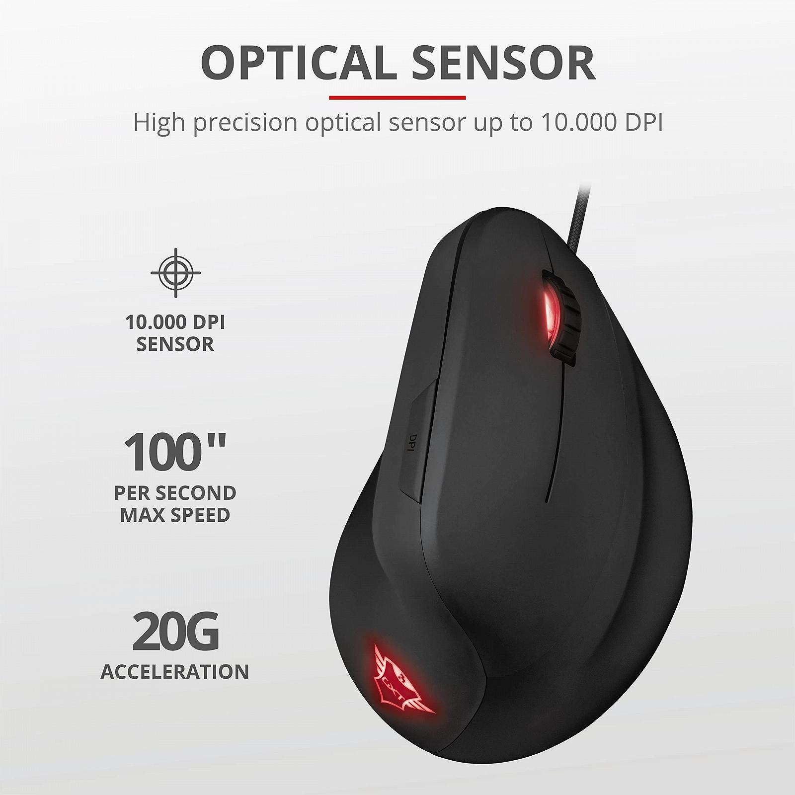 Мышь игровая Trust Gaming GXT 144 Rexx вертикальная эргономичная, 250-10000 DPI, 6 кнопок, черная, фото №5