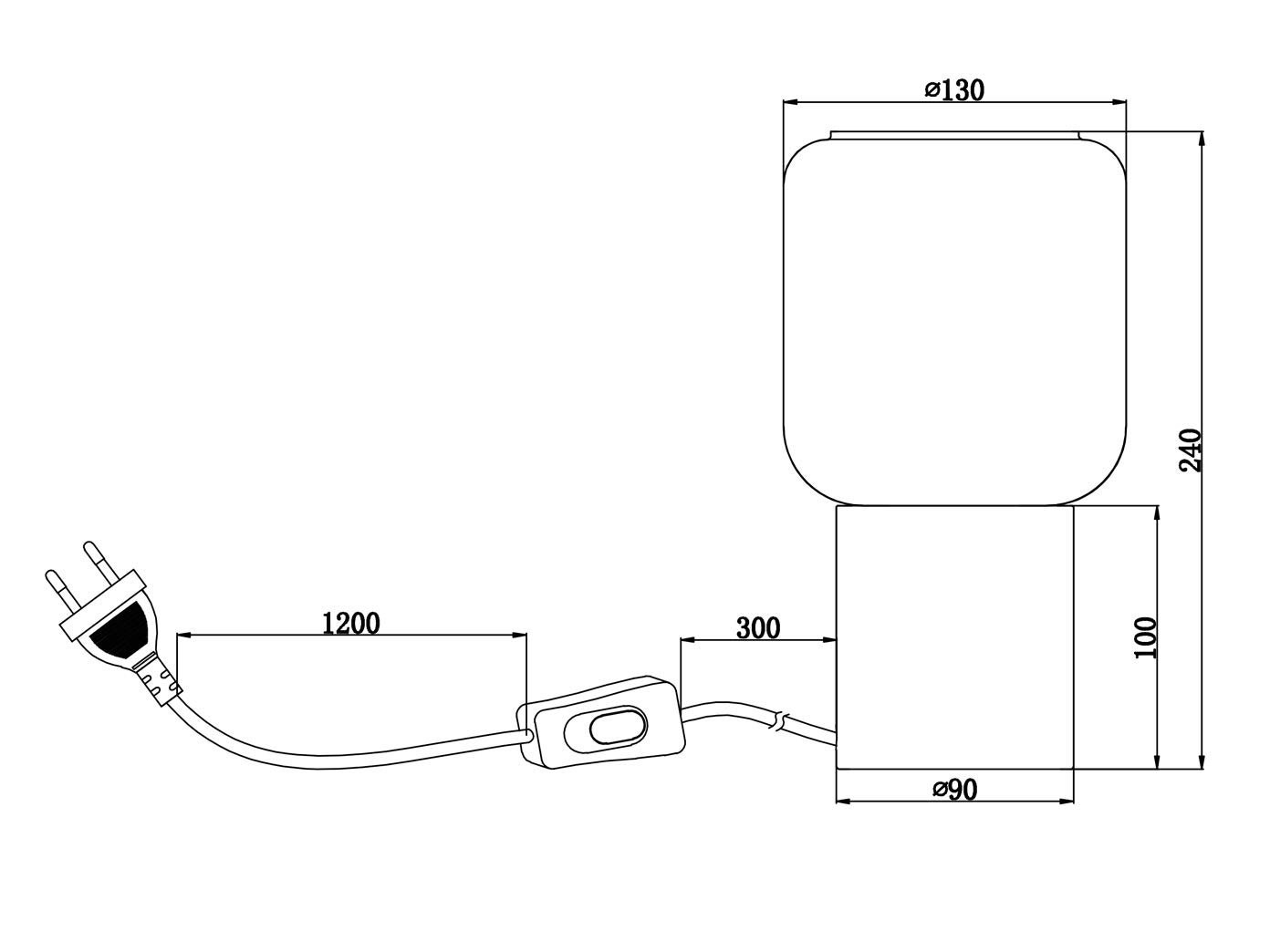 Настільна лампа 24 см із плафоном із димчастого скла Чорна, фото №7