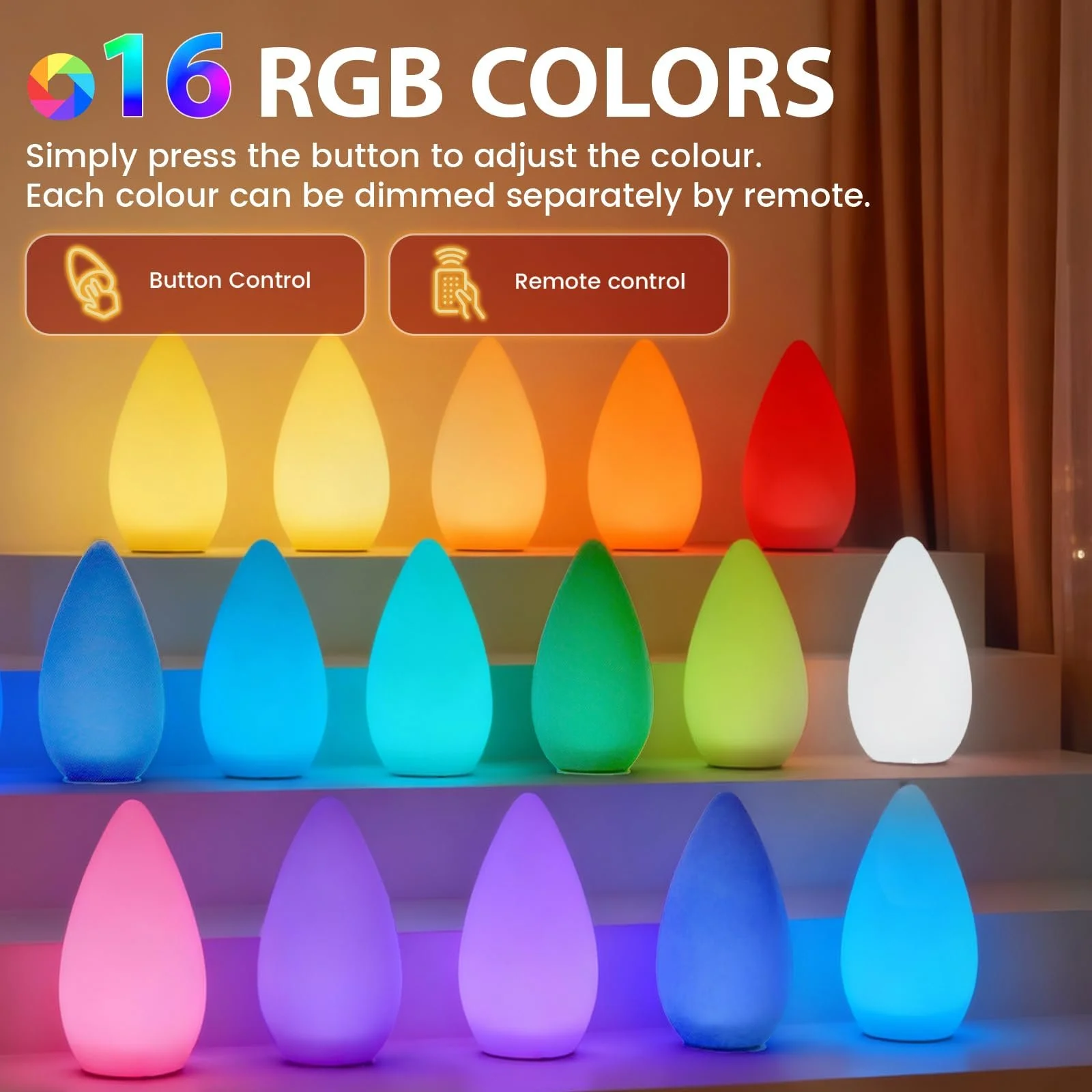 Настільна лампа SCNNC LED Акумуляторна 16 кольорів RGB IP65 USB-C Біла 12 см, фото №4