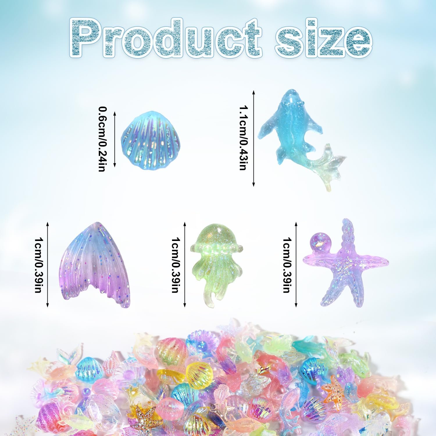 Прикраса для нігтів 200шт Ocean, 3D смола, фото №2