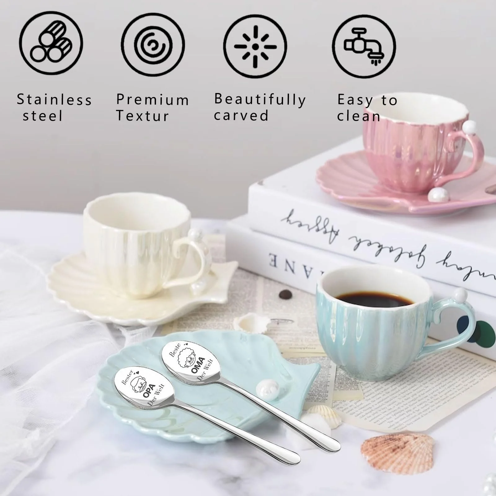 Ложка для кави з гравіюванням Найкращим бабусі і дідусю з нержавіючої сталі, фото №3