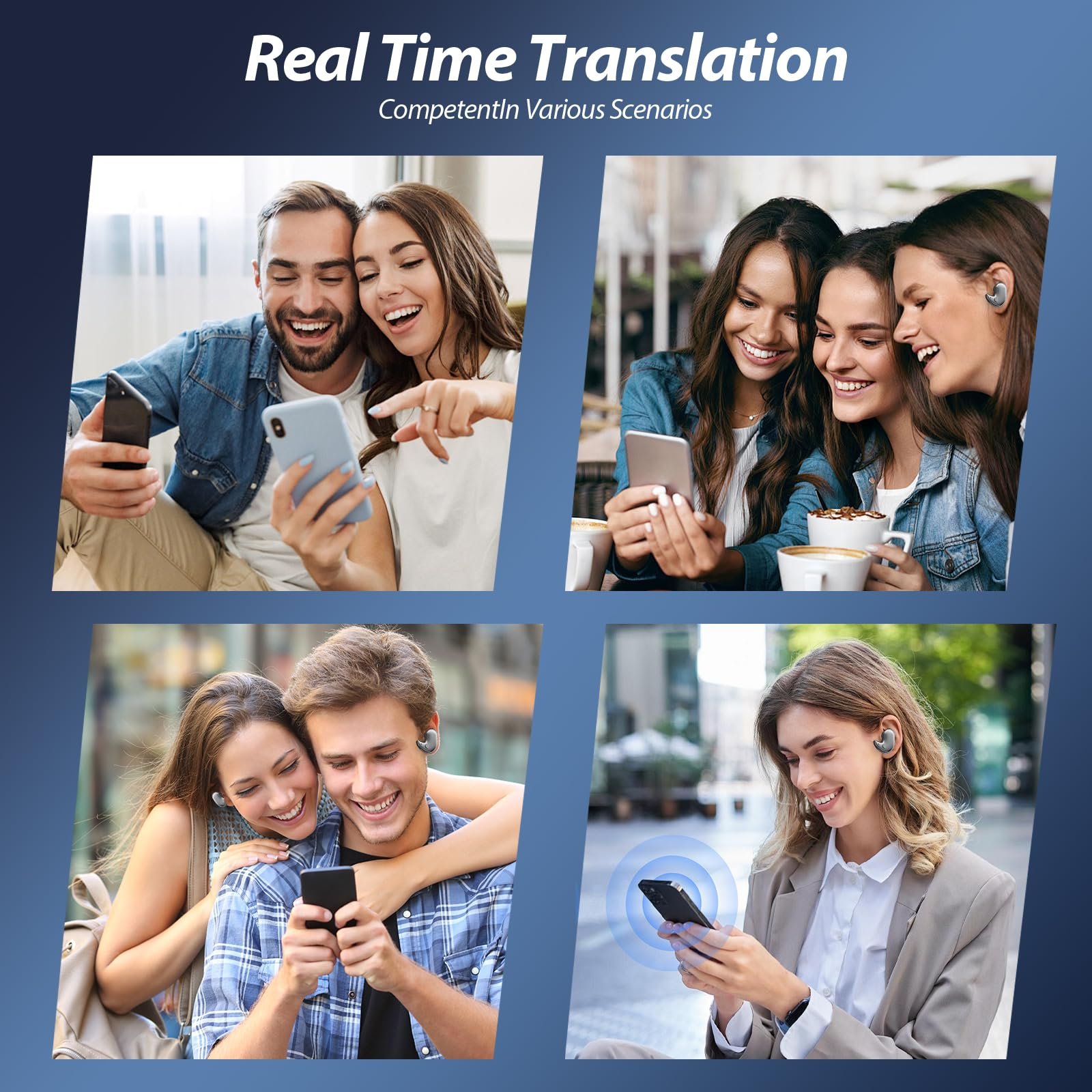 Навушники для перекладу Bluetooth 5.4 V05 AI, з перекладом 144 мовами в реальному часі, сумісні з iOS та Android, фото №4