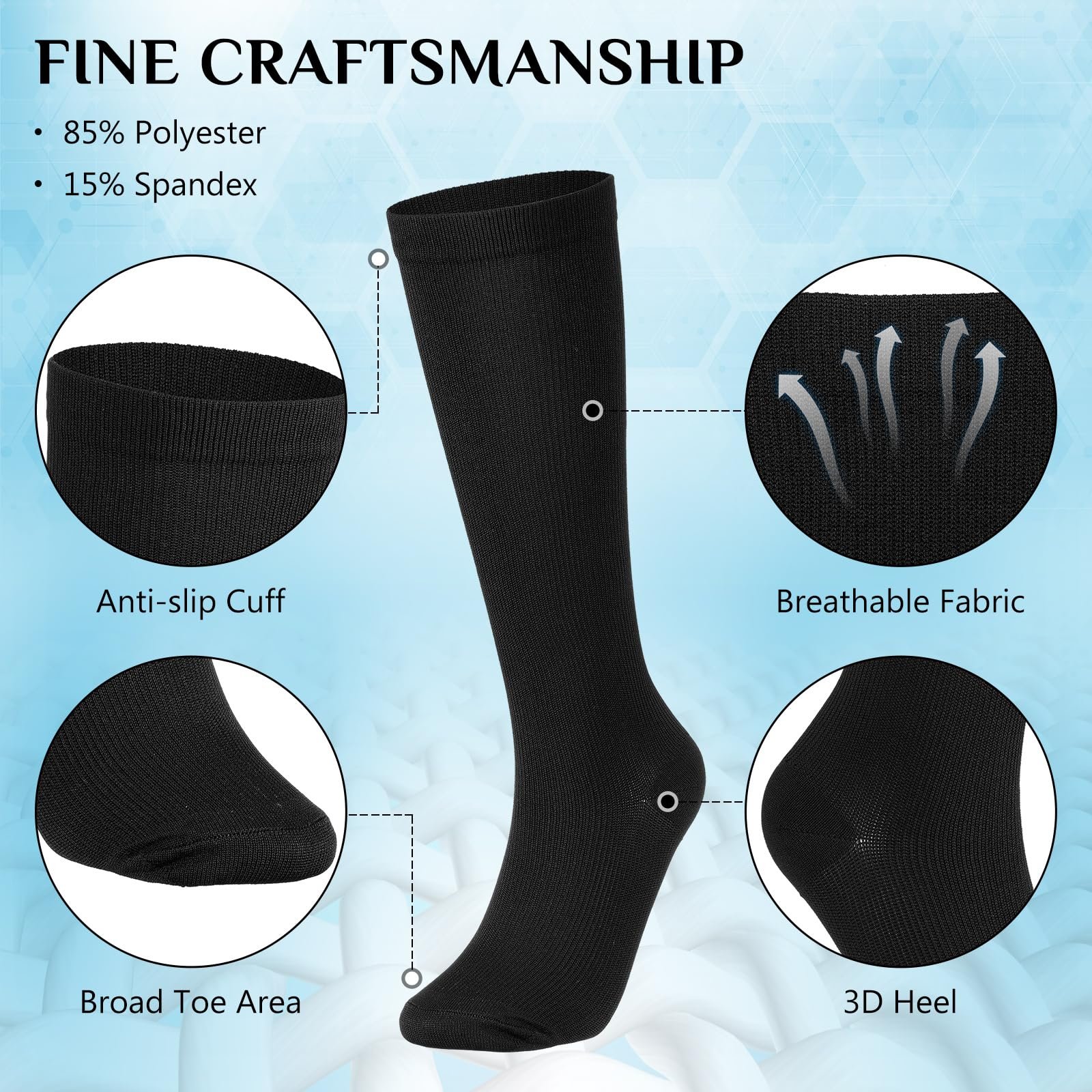 Компресійні гольфи Boyiee 2 пари Чорний, фото №2