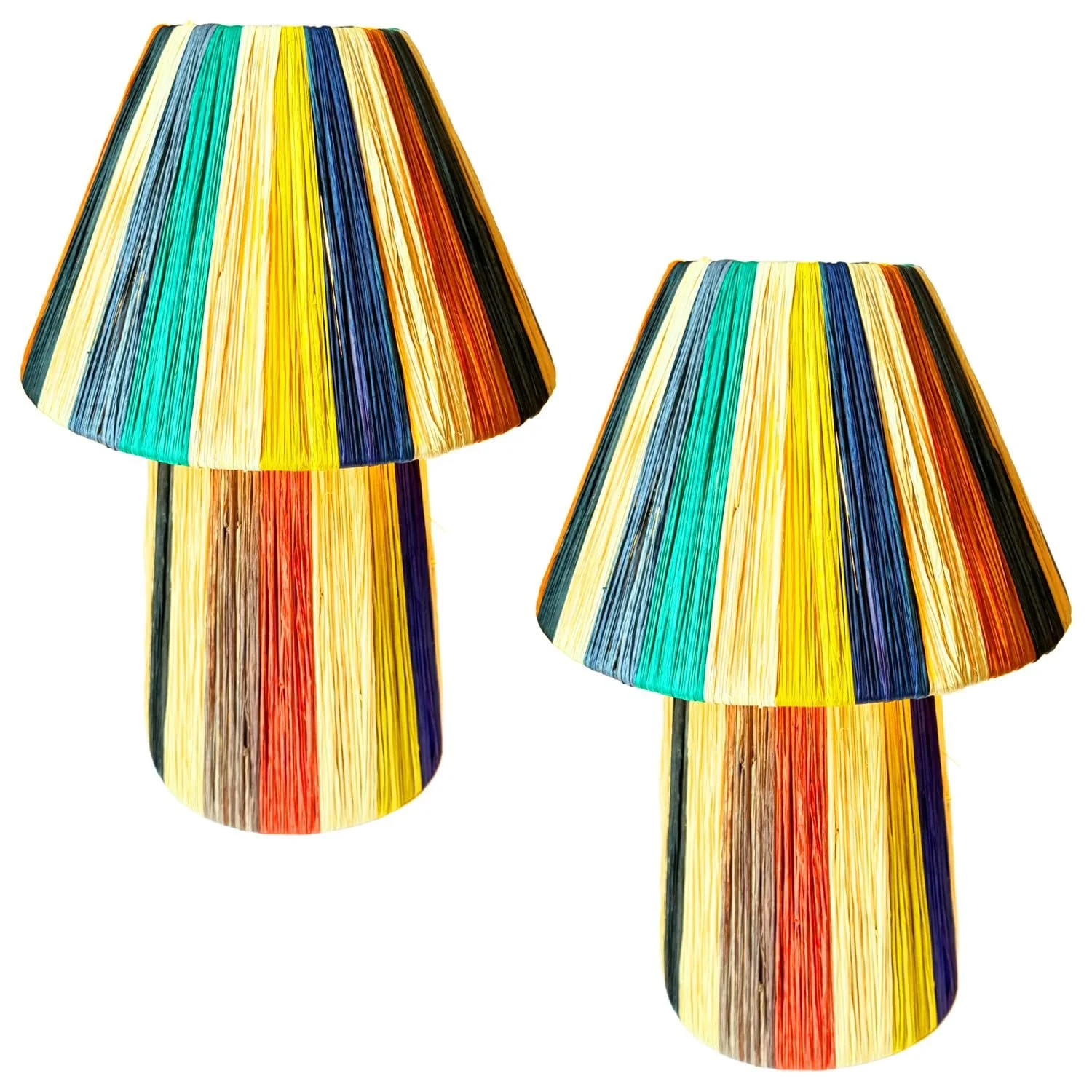 Набір з 2 настільних ламп Marrakech Raffia бохо 40 см різнокольоровий, фото №1