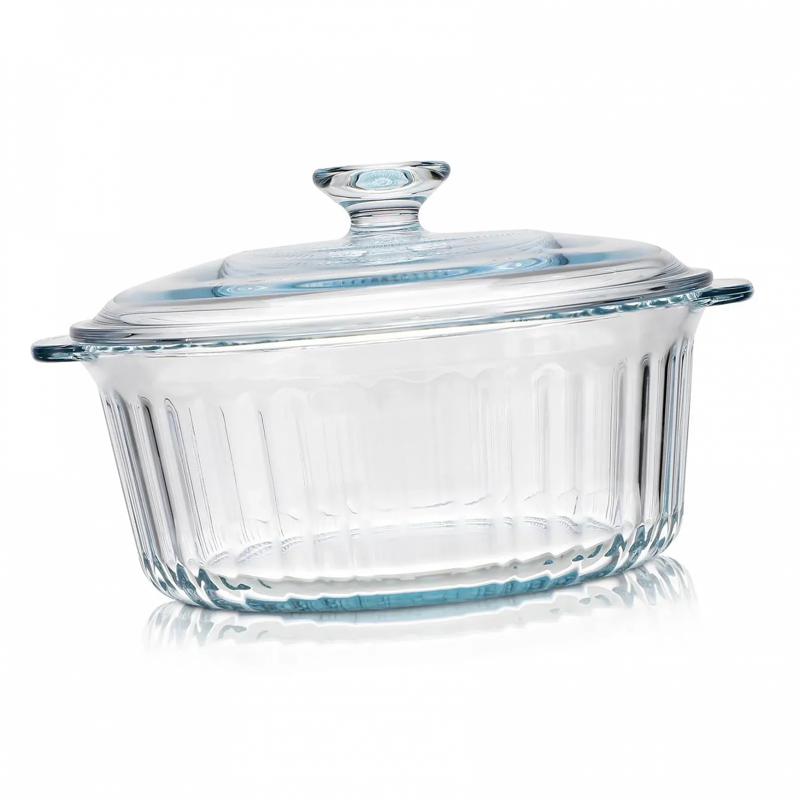 Скляна форма для запікання кругла з кришкою глибока для духовки, фото №1 Скляна форма для запікання кругла з кришкою глибока для духовки, фото №1