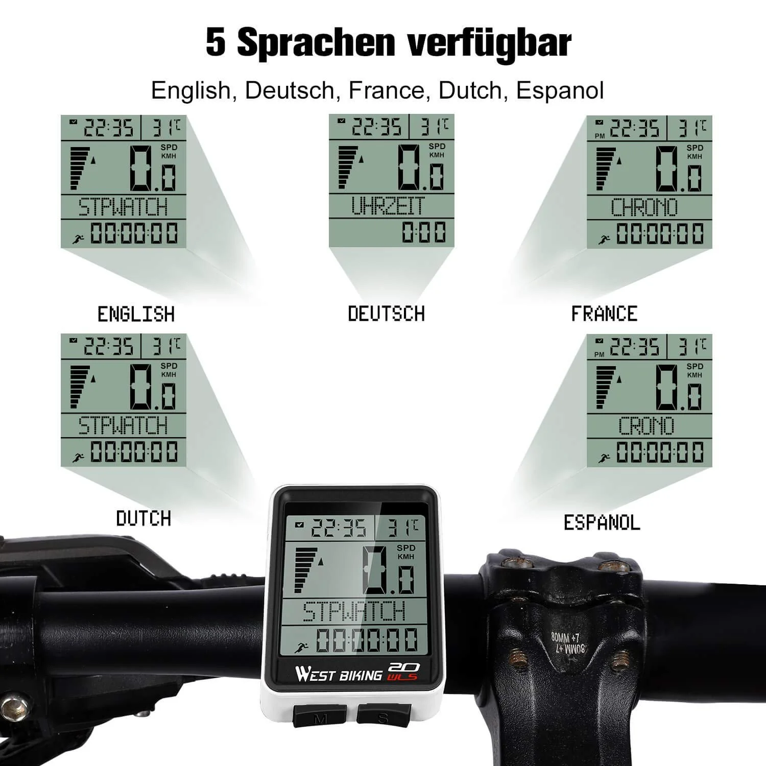 Велокомп’ютер бездротовий ICOPRO 2.2" LCD водонепроникний Чорний, фото №6
