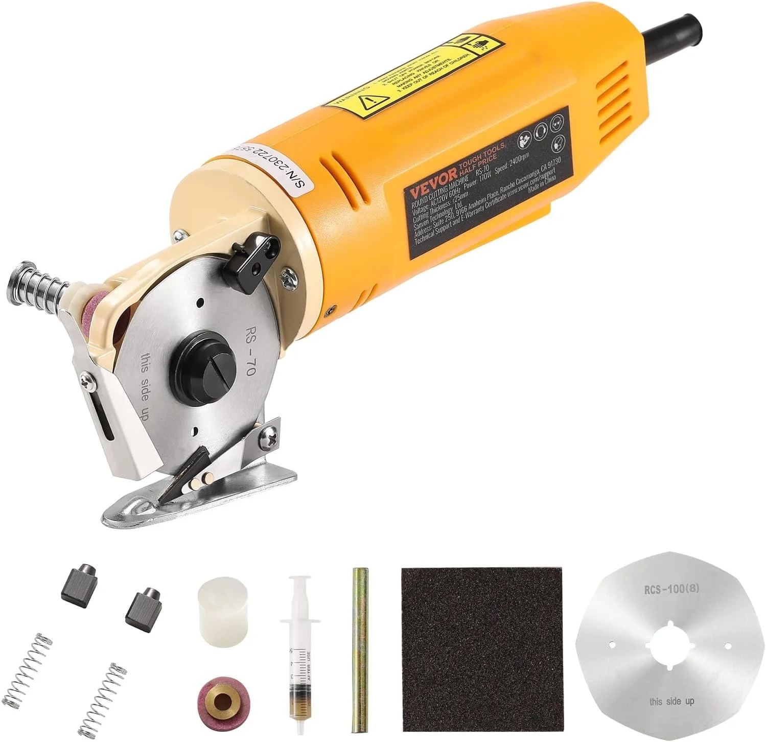 Дисковий різак VEVOR RS-70 / 170 W / 2400 RPM / Макс. товщина 25 мм / Провідний / Жовтий, фото №1 Дисковий різак VEVOR RS-70 / 170 W / 2400 RPM / Макс. товщина 25 мм / Провідний / Жовтий, фото №1