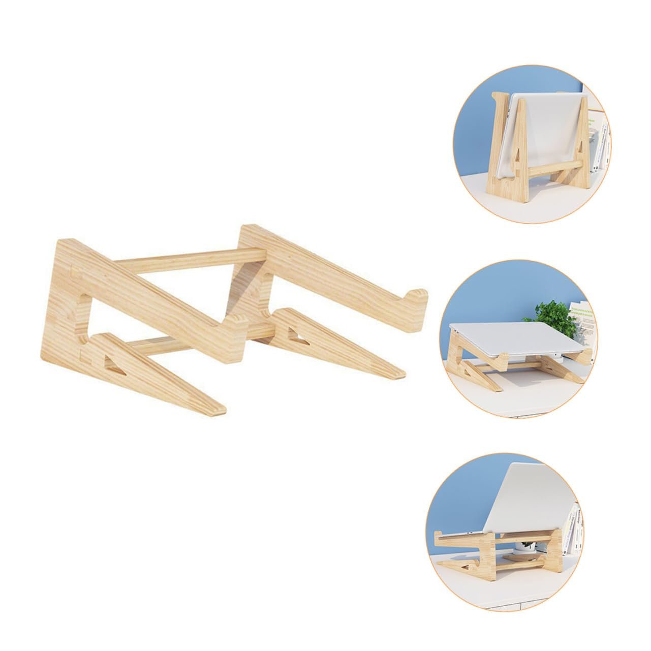 Практичная подставка для ноутбука из массива дерева, эргономичный держатель для компьютера для ноутбуков, открытый дизайн для естественной вентиляции, улучшенная осанка, стабильная настольная подставка, фото №5