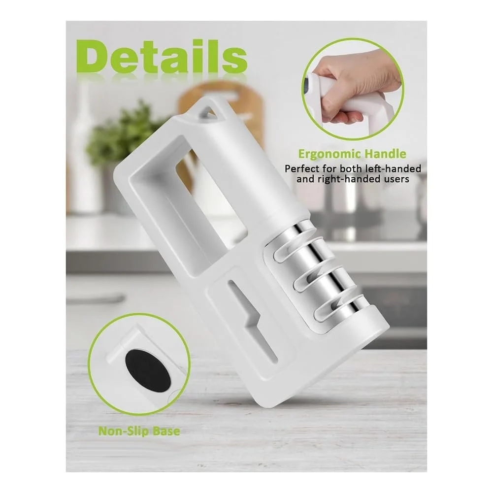 Точилка для ножів та ножиць ручна 4-в-1 з ергономічною ручкою та силіконовою основою, фото №5