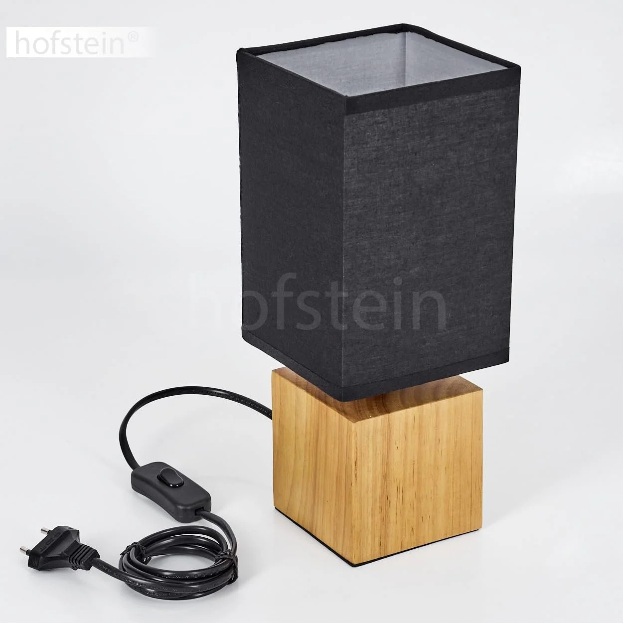 Настільна лампа Talco дерево/тканина квадратна висота 30 см цоколь E27 Натурально-чорна, фото №6