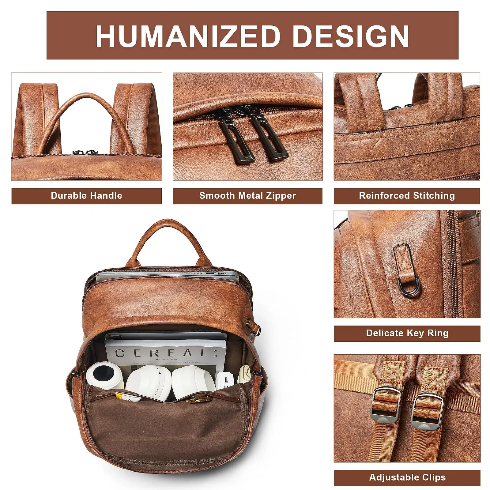 Рюкзак для ноутбука женский Vegan Leather 15.6 Inch, фото №7 Рюкзак для ноутбука женский Vegan Leather 15.6 Inch, фото №7