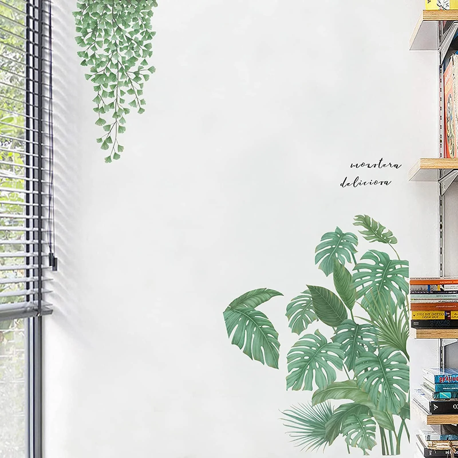 Наклейка на стену Зеленые тропические листья Монстера 90 x 30 см, фото №5