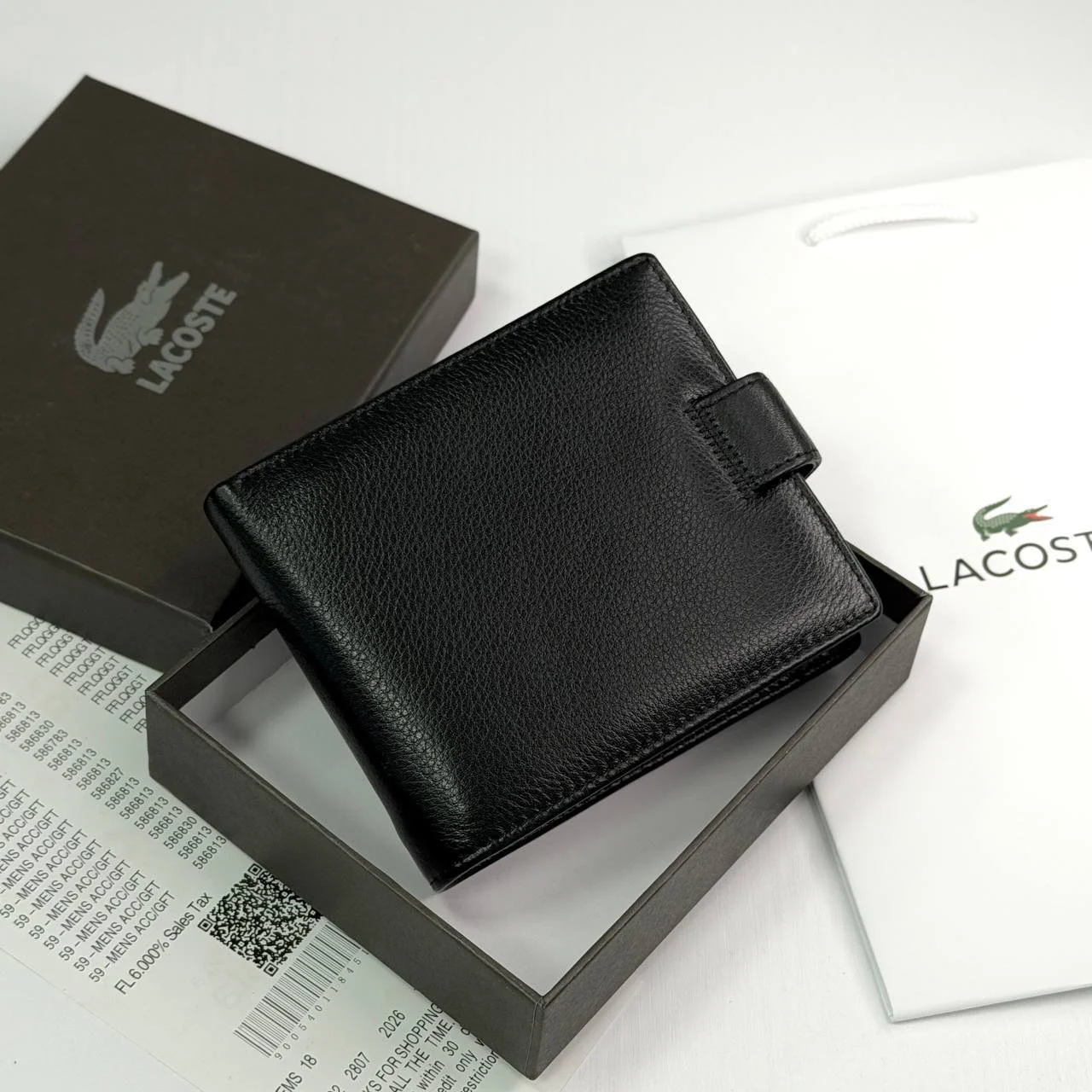 Чоловічий гаманець-портмоне Lacoste, шкіряний, на кнопці, в подарунковому упакуванні, фото №2