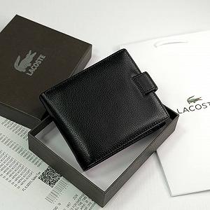 Мужской кошелек-портмоне Lacoste, кожаный, на кнопке, в подарочной упаковке synthetic.ua - Фото 1