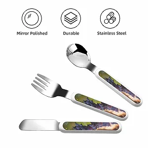 Набір дитячих столових приборів з принтом Desert Grapes, три предмети, багаторазовий synthetic.ua - Фото 1