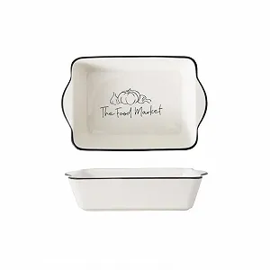 Форма для запекания керамическая прямоугольная с ручками универсальная фарфоровая - Фото 1