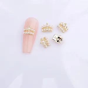 Украшения для ногтей qbodp, 20 шт, золотистые, жемчужные короны - Фото 1