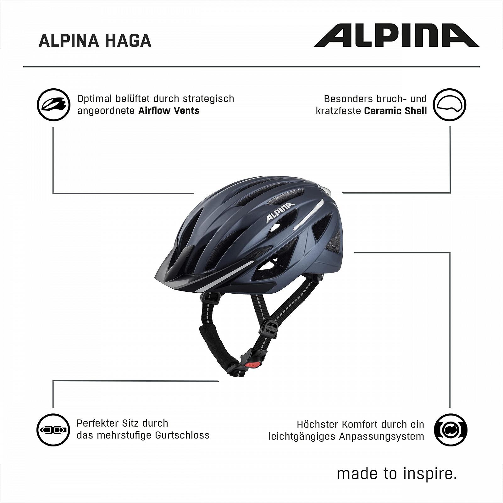 Шлем велосипедный ALPINA Haga городской с интегрированным LED фонарем для взрослых, фото №6