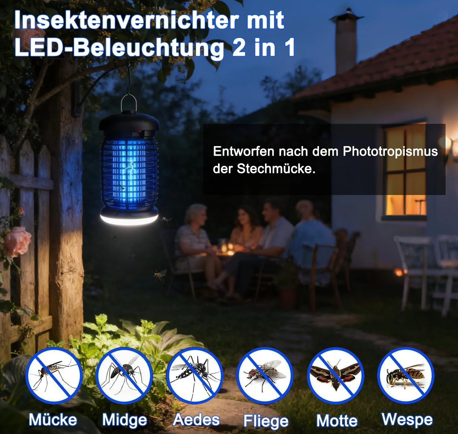 Электрический уничтожитель насекомых WUEAOA 4200 V 15 W IPX4, фото №2