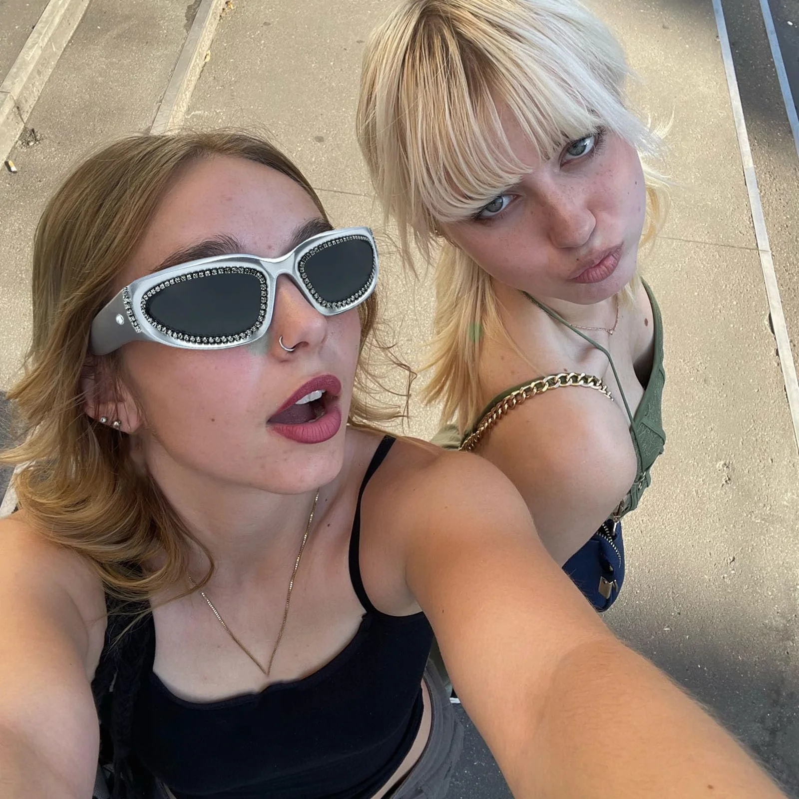 Сонцезахисні окуляри Y2K LJCZKA Wrap Around Rhinestone для жінок та чоловіків, модні овальні, фото №2