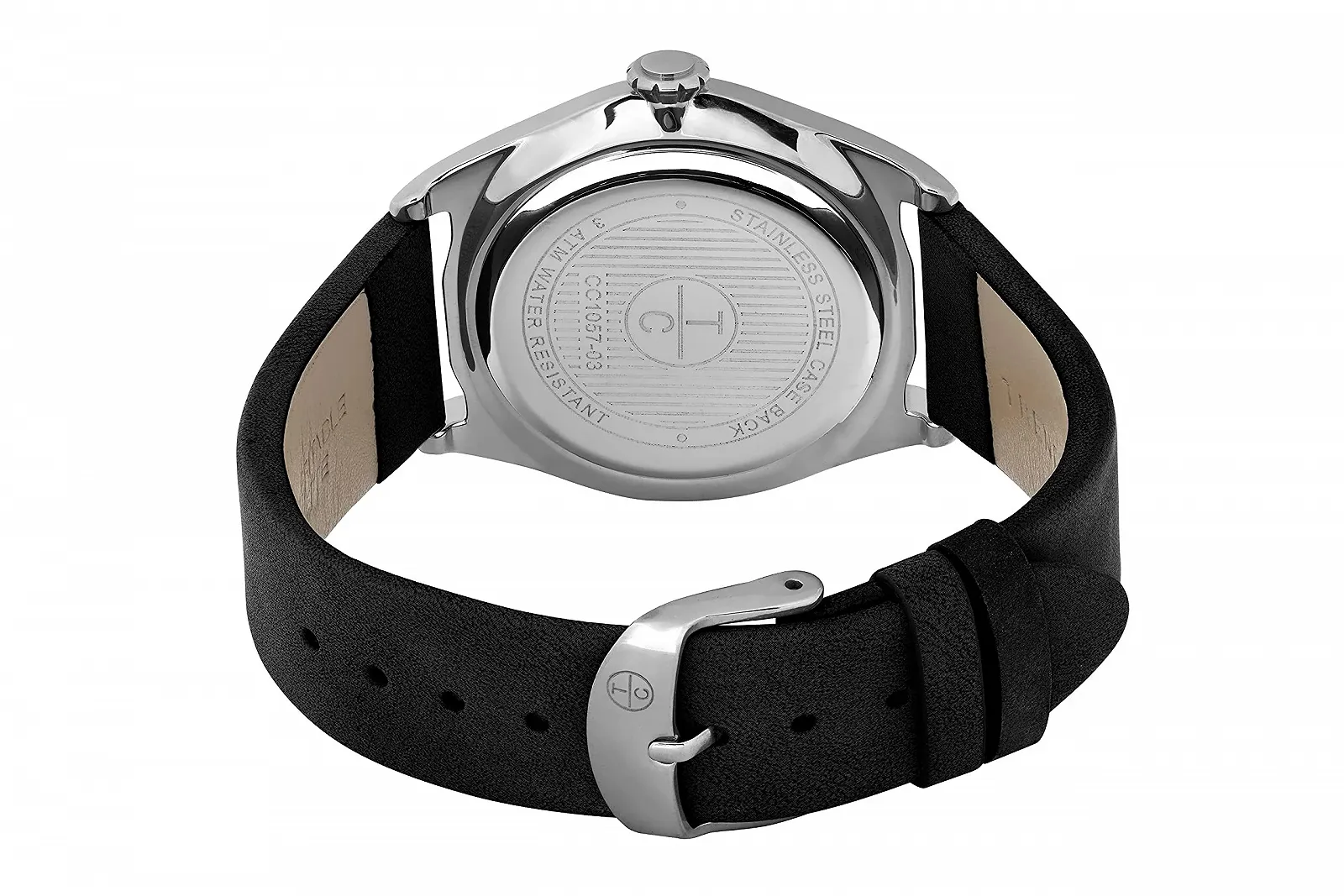 Мужские аналоговые кварцевые часы Citizen CC1057-03 с кожаным ремешком, черный, ремешок, фото №3