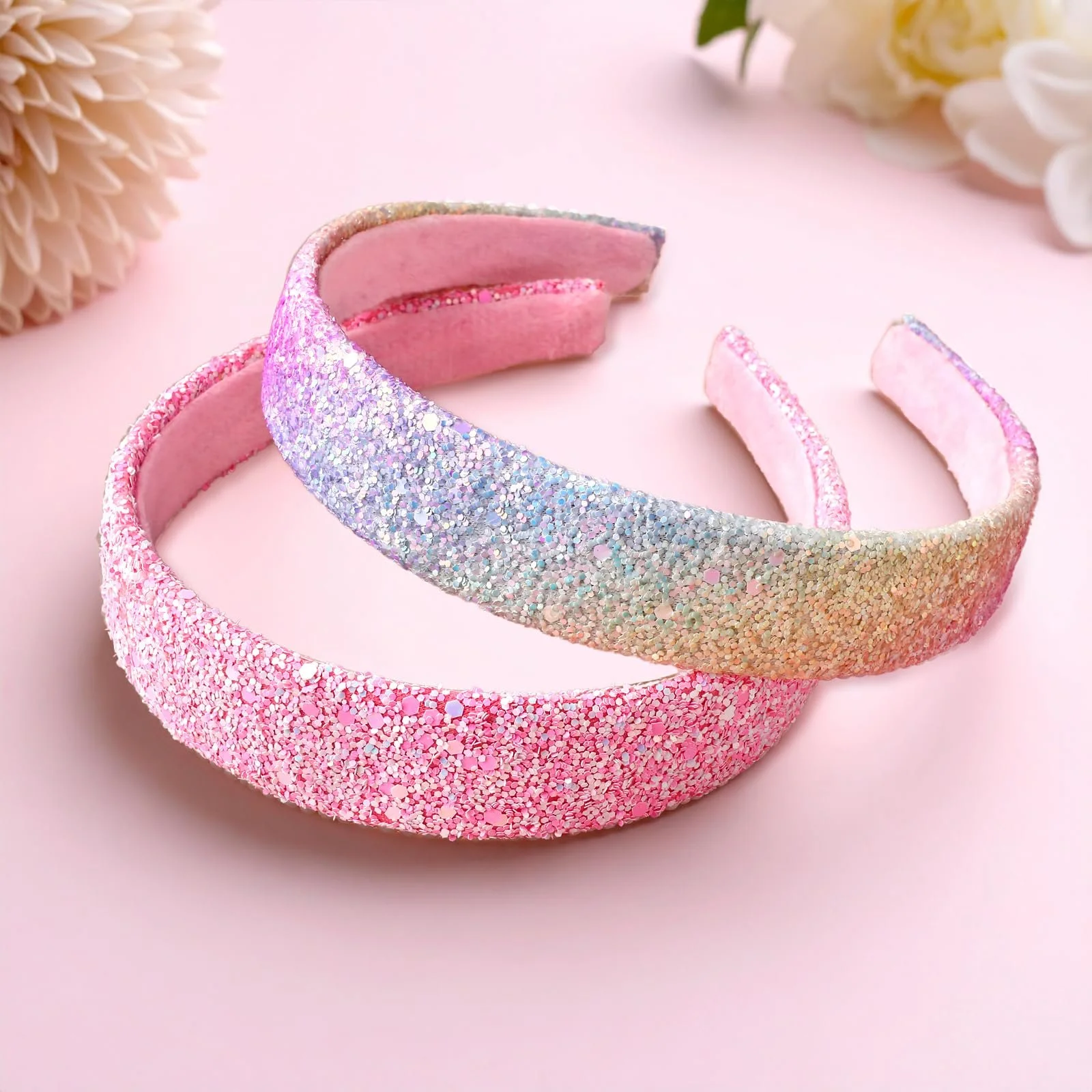 Обруч Блискітки для волосся 2 шт Райдужний, фото №5