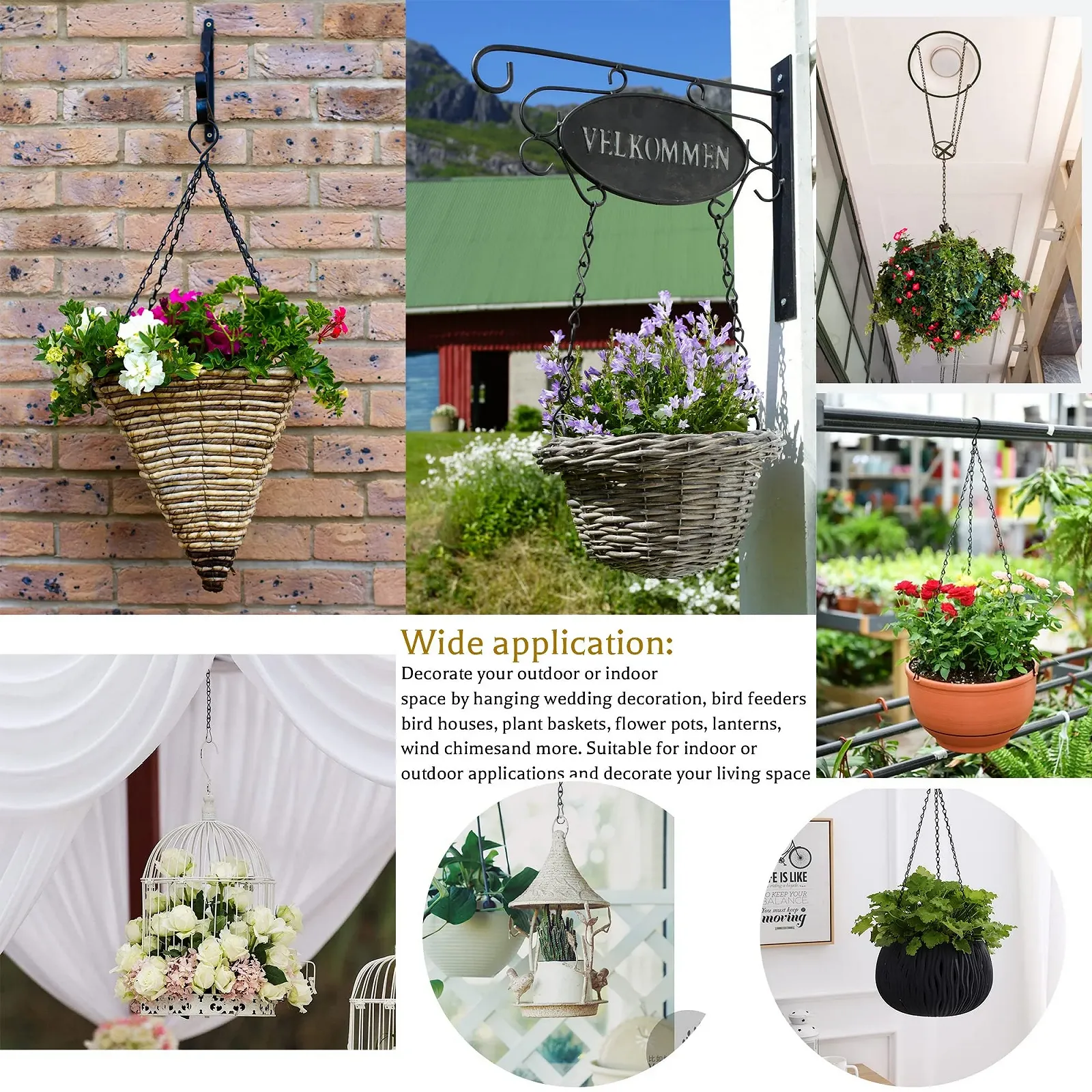 Подвесная металлическая цепь Quesuc 50 см 12 шт., фото №7