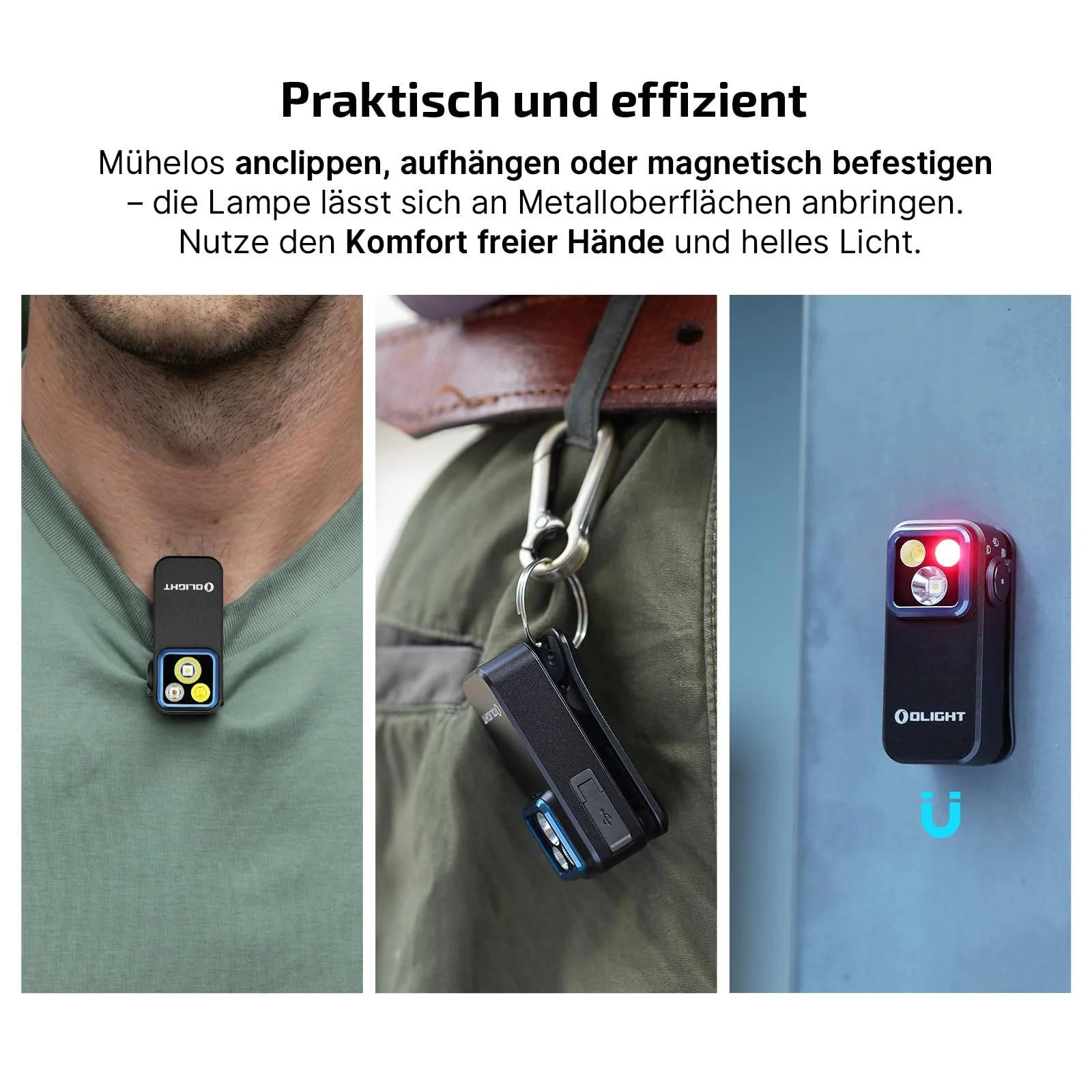 Фонарь Olight Oclip Pro Mini LED с рассеянным светом, сфокусированным светом и красным светом 500 LM Яркий USB-C аккумуляторный фонарик, клипса IPX6, маленький мигающий фонарик для бегунов, кемпинга и чрезвычайных ситуаций, фото №3