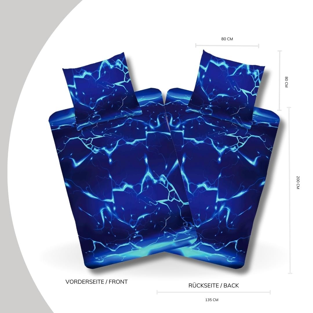 Комплект Постельного Белья MTOnlinehandel Gaming 135 x 200 см + 80 x 80 см, 100% Хлопок, 3D Эффект, Lava Neon Gamer Merch (Bluelight), фото №4
