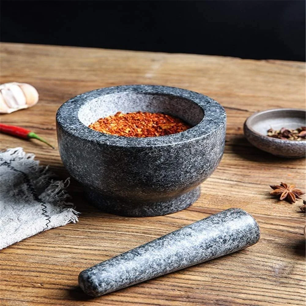 Ступка з товкачиком Гранітна для спецій, приправ, паст, песто і гуакамоле з ергономічним дизайном, фото №2