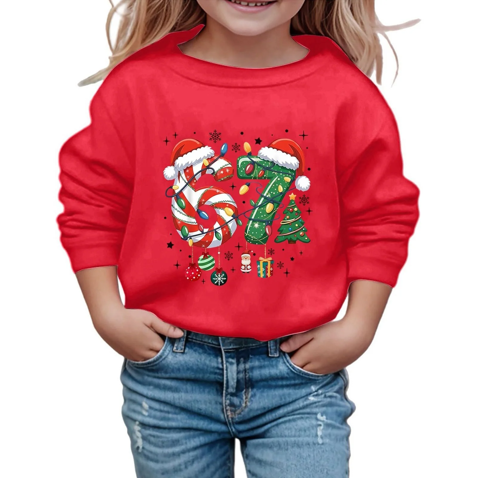 Світшот для дівчинки з довгими рукавами та круглим вирізом з графічним принтом, фото №1